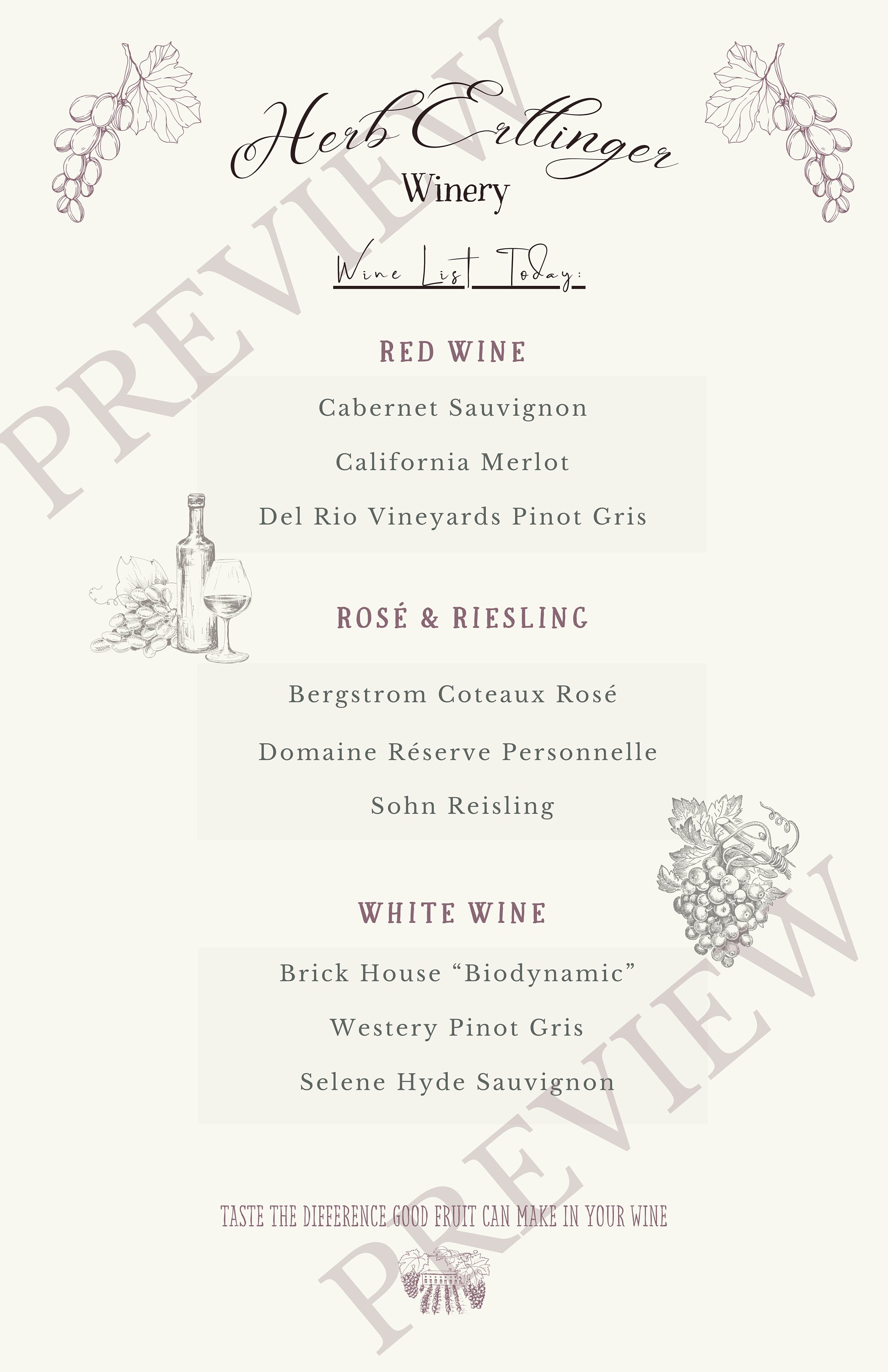 Herb Ertlinger Wine List Fillable PDF Etsy