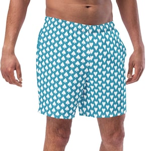 Men&#39;s Poker Swim Trunks Gift for Poker Player Swimsuit for Pool Gift for Him Playing Card Suits Pattern Design
