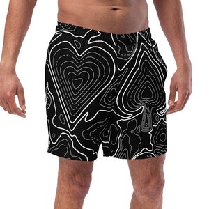 Herren Poker Badehose Geschenk für Poker Spieler Badeanzug für Pool Geschenk für Ihn Topografische Karte Schwarzes Design