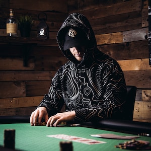 Sudadera con capucha de póquer, regalo para jugador de póquer, sudadera para póquer, regalo para él, sudaderas con capucha Texas Hold'em, TRAJES, MAPA TOPOGRÁFICO, diseño moderno