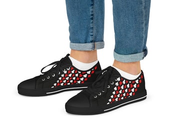 Men&#39;s Poker Shoes Gift For Poker Player Sneakers for Poker Gift for Him Texas Hold&#39;em Low Tops Playing Card Suits Spades Heart Modern Design