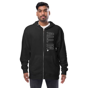 Poker Hoodie Gift For Poker Player Sweatshirt for Poker Gift for Him Texas Hold&#39;em Zip-up Hoodies All-in Modern Design