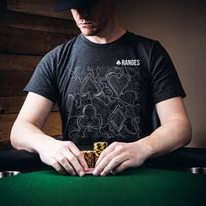 Cadeau chemise de poker pour joueur de poker T-shirt de poker moderne cadeau pour lui Chemise Texas Hold'em Vêtements pour joueur de carte Conception de la carte des plages topographiques