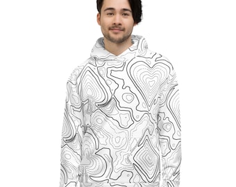 Poker Hoodie Gift For Poker Player Sweatshirt for Poker Gift for Him Texas Hold&#39;em Pull-over Hoodies Topographic Map White Modern Design