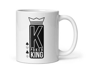 Poker Coffee Cup Gift For Poker Player Drinkware for Poker Room Bar Gift for Him Texas Hold'em Coffee Mug Poker King Modern Design