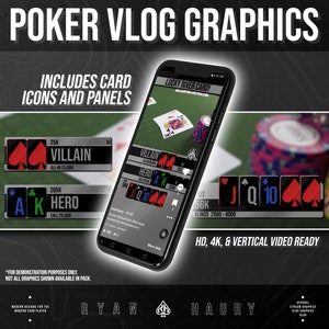 Pacchetto grafico di carte da gioco Vlog di poker per Vlog di poker 52 icone PNG di carte per creatore di contenuti di poker Grafica di vlogging Design moderno R3