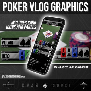 Pack de graphiques de cartes à jouer Vlog de poker pour vlogs de poker 52 cartes PNG Icônes pour créateur de contenu de poker Graphiques de vlog Design moderne V4