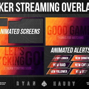 Livestream de poker animé superpose le thème Fire Spades Créateur de contenu de poker Design moderne