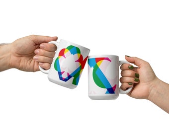 Poker Coffee Cup Gift For Poker Player Drinkware for Poker Room Bar Gift for Them Texas Hold'em Coffee Mug Rainbow Suits Go Modern Design