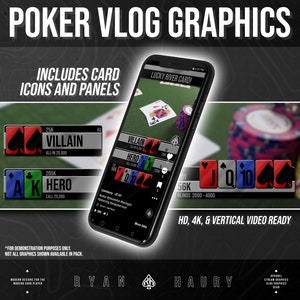Pacchetto grafico di carte da gioco Vlog di poker per Vlog di poker 52 icone PNG di carte per creatore di contenuti di poker Grafica di vlogging Design moderno R4
