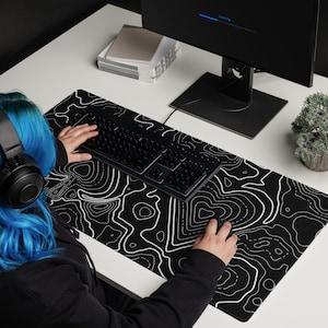 Poker Maus Pad Geschenk für Poker Spieler Gaming Maus Pad Geschenk für Ihn Texas Hold'em Schreibtisch Pad Kartenspieler Topografische Karte Design