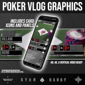 Pacchetto grafico di carte da gioco Vlog di poker per Vlog di poker 52 icone PNG di carte per creatore di contenuti di poker Grafica di vlogging Design moderno H3