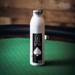 Poker Water Bottle Gift For Poker Player Drinkware for Poker Room Bar Gift for Him Texas Hold&#39;em Bottle Ace of Spades Modern Design