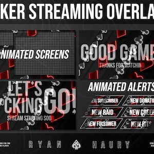 Animierte Poker Livestream Overlays Neon Suits Theme Poker Content Creator Modernes Design