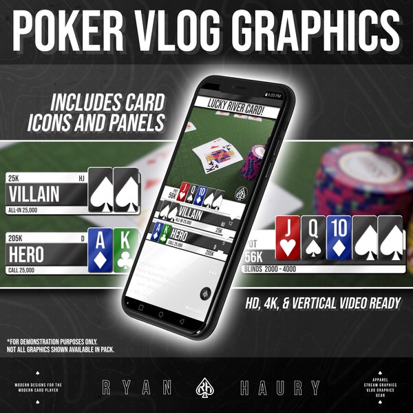 Poker Vlog Playing Card Graphics Pack for Poker Vlogs 52 Cards PNG Icons for Poker Content Creator Vlogging Graphics Modern Design V2