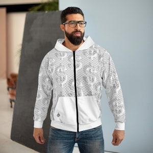 Poker Hoodie Gift For Poker Player Sweatshirt for Poker Gift for Him Texas Hold&#39;em Zip-up Hoodies Dollar Playing Card Suit Modern Design