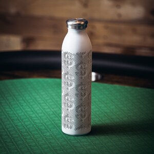 Poker Water Bottle Gift For Poker Player Drinkware for Poker Room Bar Gift for Him Texas Hold&#39;em Bottle Dollar Spade Pattern Modern Design