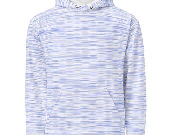 Blue Striped Unisex Hoodie, Soft Pullover Hoodie, Blue & White Streetwear Hoodie, Aesthetic Casual Hooded Sweatshirt