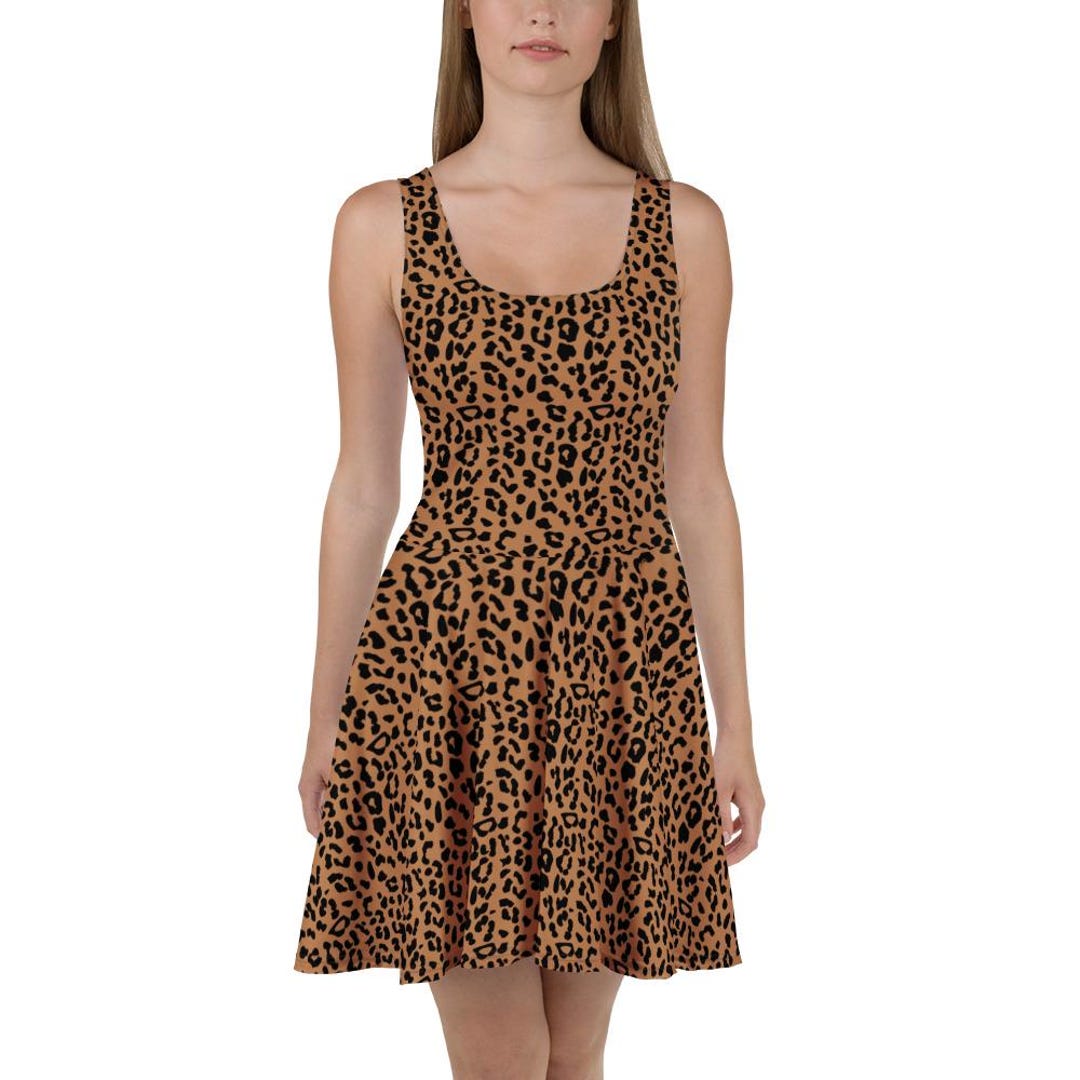 cheetah print skater dress Stone Plus Animal Print Mesh Ruffle Skater Dress