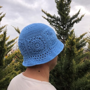 Crochet Bucket Hat for Men, Bucket Hat, Blue Bucket Hat