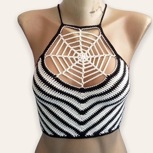 Crochet Spiderweb Crop Top