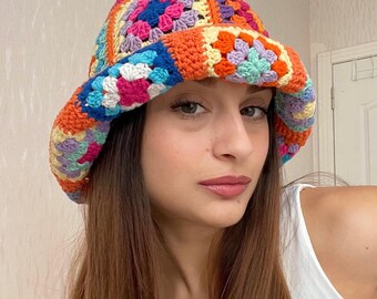 Crochet Bucket Hat, Bucket Hat, Summer Hat, Granny Square Bucket Hat