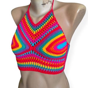 LGBTQ-gehaakte regenboog crop top, regenboog crop top, LGBTQ crop top