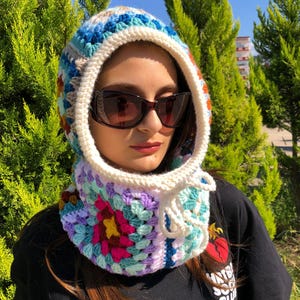 Crochet Balaclava, Crochet Granny Square Balaclava, Granny Square Balaclava, Oversize Balaclava