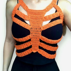 Crochet Skeleton Crop Top, Crochet Skeleton Corset, Crochet Skeleton