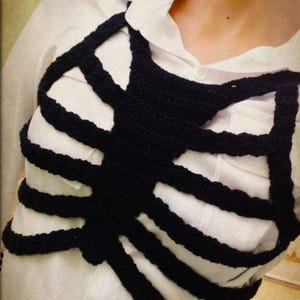 Gehaakte crop top met skelet, crop top met skelet, top met skelet