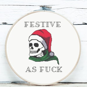 Festive AF| Skeleton Christmas| Downloadable Cross Stitch Pattern