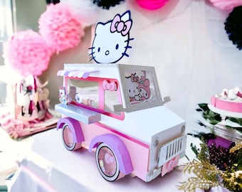 Pink Kitty Truck Center Piece| Room Decorations| Rolling Truc| Favor Box