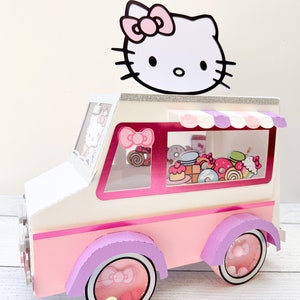 Pink Kitty Truck Center Piece Room Decorations Rolling Truc Favor Box image 2