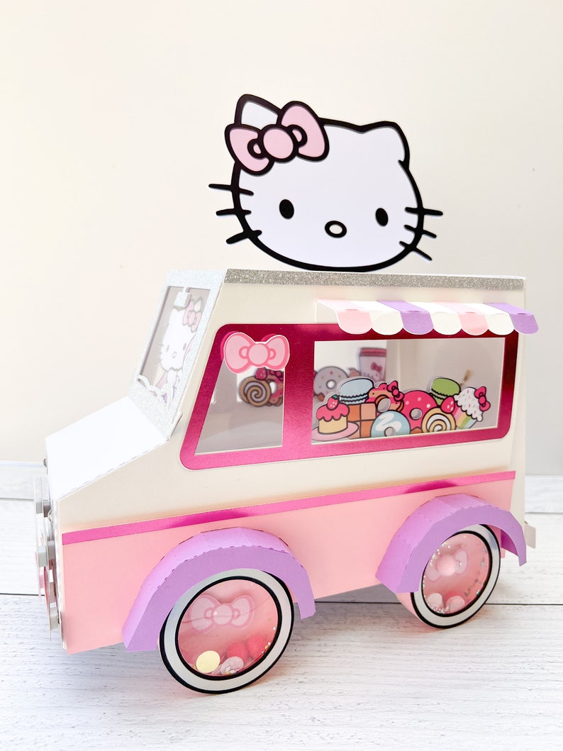 Pink Kitty Truck Center Piece Room Decorations Rolling Truc Favor Box image 2