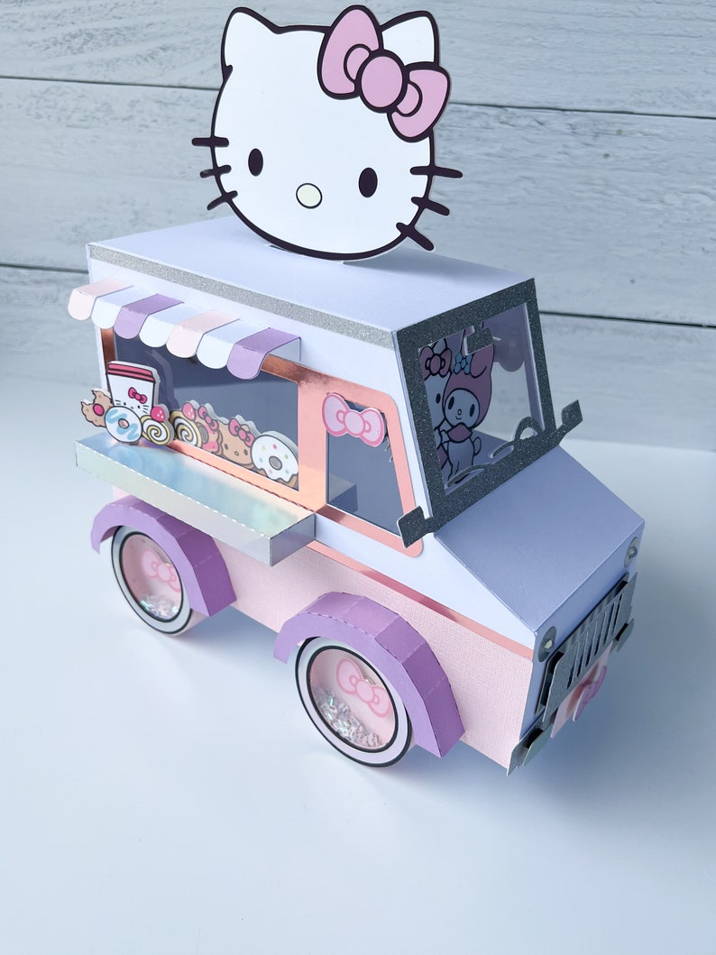 Pink Kitty Truck Center Piece Room Decorations Rolling Truc Favor Box image 10