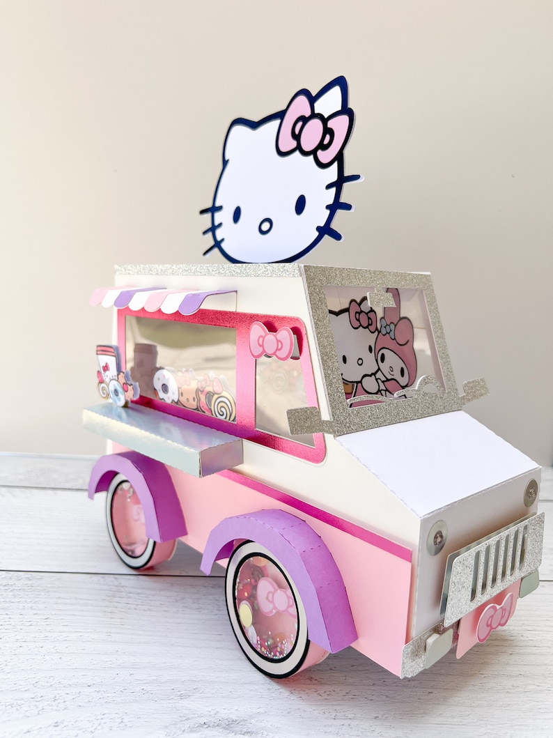 Pink Kitty Truck Center Piece Room Decorations Rolling Truc Favor Box image 4