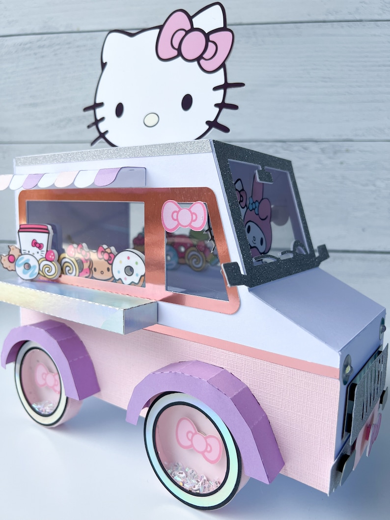 Pink Kitty Truck Center Piece Room Decorations Rolling Truc Favor Box image 9