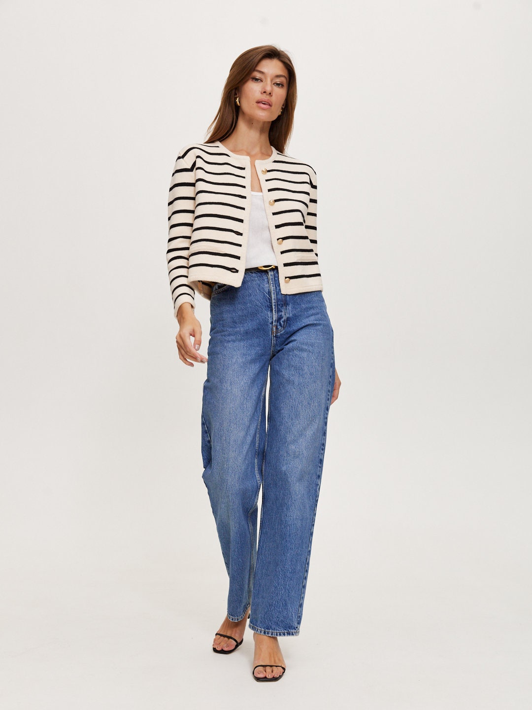 Haydee Striped Cardigan-Black main image 0