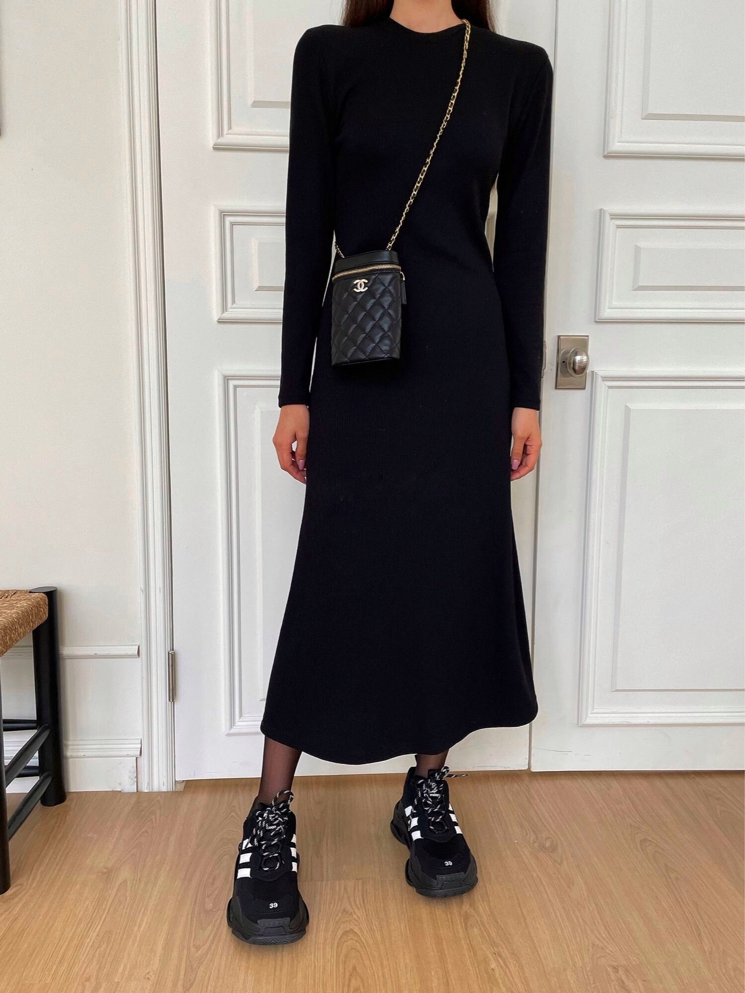 Essential Ribbed Dress Black main image 1