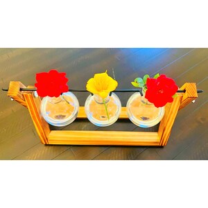 Retro Rustic Plant Propagation Station: 3-Bulb Vase, Boho Decor