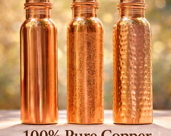 Hammered Pure Copper Water Bottle – 950ml Ayurvedic Bottle for Healthy Hydration, Handmade Copper pure Bottle, Eco-Friendly Meditation Gift