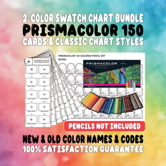 PRISMACOLOR 150 BUNDLE of Color Swatch Charts-2 STYLES - Prefilled
