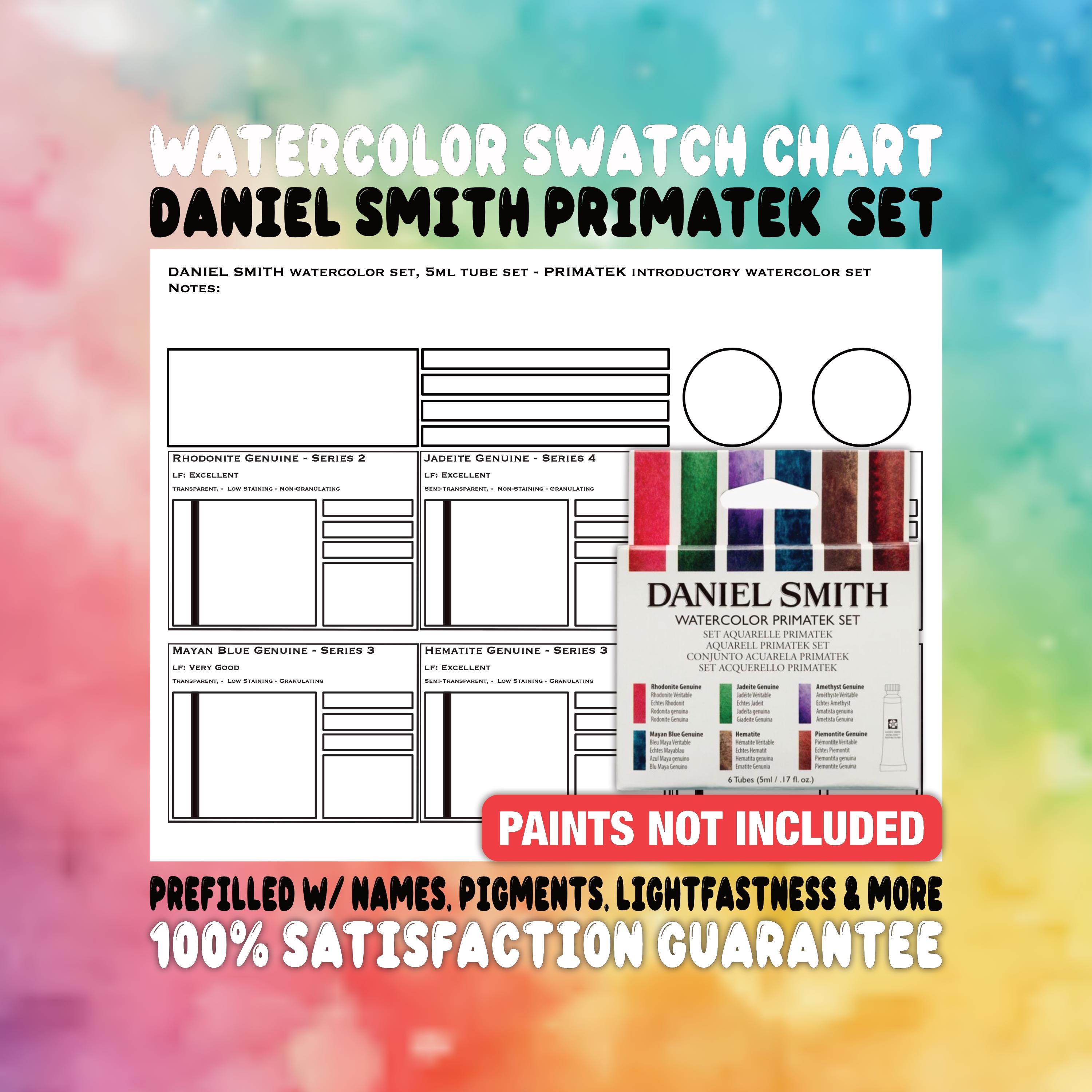 DANIEL SMITH aquarelle Primatek introduction set 6 nuancier nuancier-modèle prérempli-ressource imprimable pour artiste-PDF-guide des couleurs