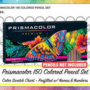 PRISMACOLOR 150 Buntstifte Farbkarte-2 Versionen- Vorgefüllte Muster-Vorlage- Printable Art Ressourcen