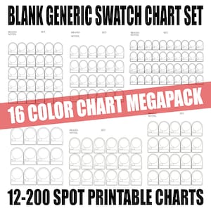 16 Printable Color Swatch Chart Mega Pack- DIY Generic-  Colored Pencils- Alcohol Markers- Paint- Ink- PDF 12, 24, 36, 80, 120, 200 + More