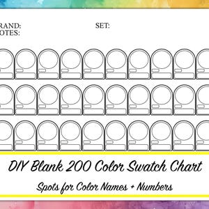 200 kleurstalen grafiek afdrukbare-generiek-doe-het-zelf-artiest referentie-kleurpotloden-alcohol markers-aquarel verven-inkt-pdf