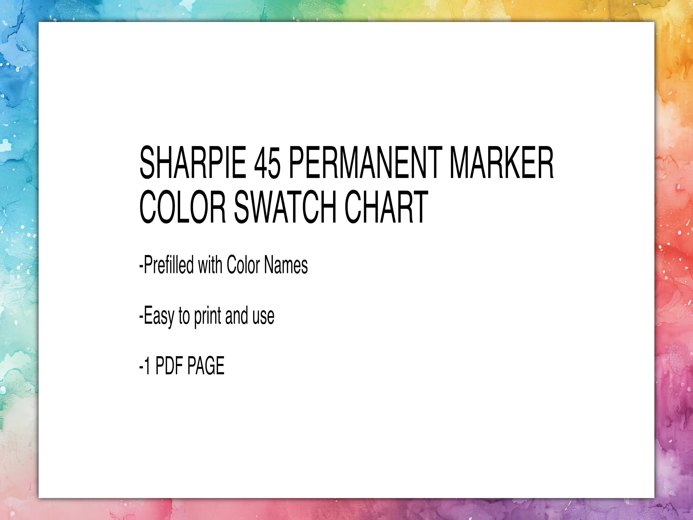 SHARPIE 45 Color Ultimate Collection Swatch Chart, Fine and Ultra Fine ...