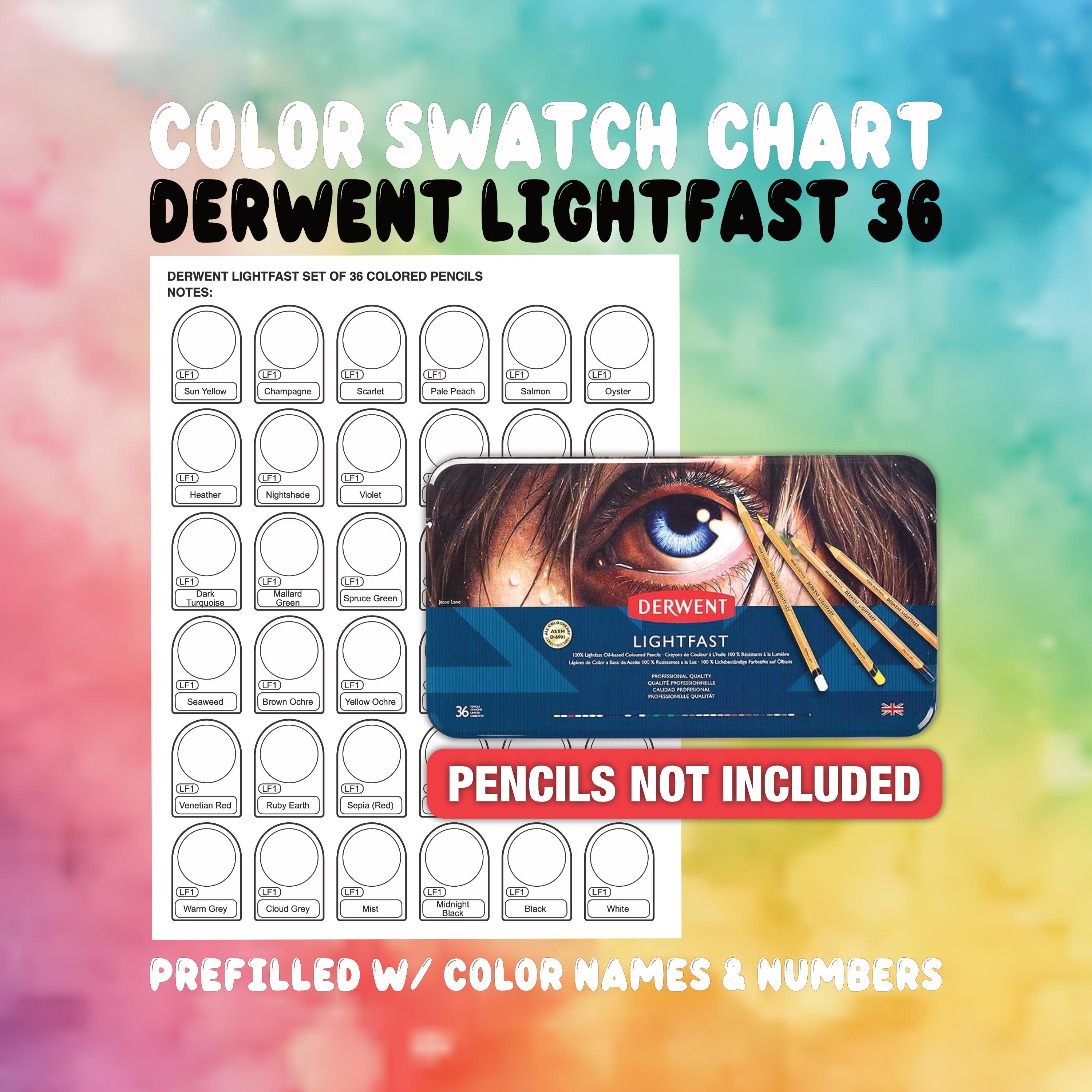 DERWENT LIGHTFAST 36 Color Swatch Chart-printable PDF Sheet - Etsy
