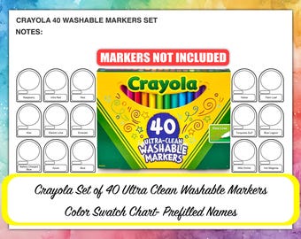 CRAYOLA 40 Ultra Clean Washable Markers Color Swatch Chart