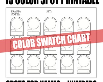 15 Color Printable Swatch Chart- Generic - DIY- Artist Reference- Colored Pencils- Alcohol Markers- Watercolor Paints- Ink- PDF